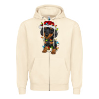 Sandshell dachshund puppy christmas lights Zipper Hoodie - RanaPortraitStore