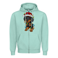 Seafoam dachshund puppy christmas lights Zipper Hoodie - RanaPortraitStore