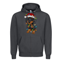 Smoke dachshund puppy christmas lights Zipper Hoodie - RanaPortraitStore