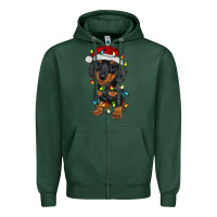 Dachshund Puppy Christmas Lights Zipper Hoodie | Teevron