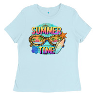 Baby Blue summer time sunset glasses Ladies Tee - BarkalooDesign
