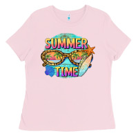 Bubblegum Pink summer time sunset glasses Ladies Tee - BarkalooDesign