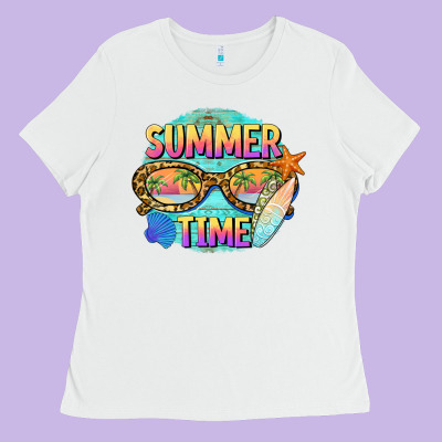 Summer Time Sunset Glasses Ladies Tee Designed By Barkaloodesign
