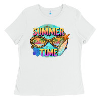 White summer time sunset glasses Ladies Tee - BarkalooDesign