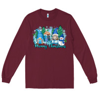 Burgundy merry christmas snowman gnomes Long Sleeve Tee - Zillion Design Studio
