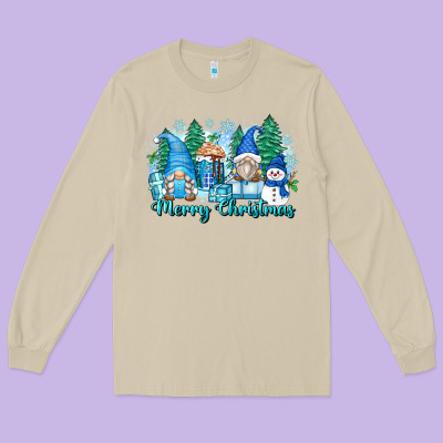 Merry Christmas Snowman Gnomes Long Sleeve Tee Designed By Zillion Design Studio