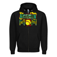 Black softball mom with leopard Zipper Hoodie - Zillion Design Studio