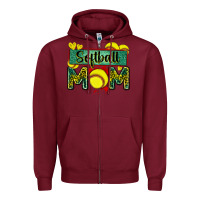 Burgundy softball mom with leopard Zipper Hoodie - Zillion Design Studio