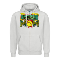 Dove Grey softball mom with leopard Zipper Hoodie - Zillion Design Studio