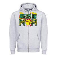 Heather Grey softball mom with leopard Zipper Hoodie - Zillion Design Studio