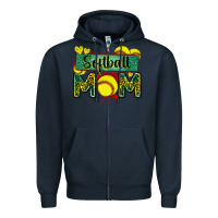 Navy softball mom with leopard Zipper Hoodie - Zillion Design Studio