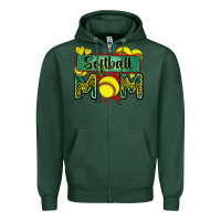 Sports Green softball mom with leopard Zipper Hoodie - Zillion Design Studio