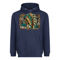 Navy indian headdress with background Heavyweight Hoodie - HRA Design Shop