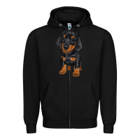 Black dachshund puppy Zipper Hoodie - RanaPortraitStore