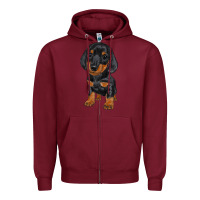 Burgundy dachshund puppy Zipper Hoodie - RanaPortraitStore