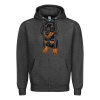 Charcoal Heather dachshund puppy Zipper Hoodie - RanaPortraitStore