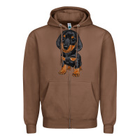 Chestnut dachshund puppy Zipper Hoodie - RanaPortraitStore