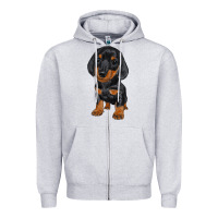 Heather Grey dachshund puppy Zipper Hoodie - RanaPortraitStore
