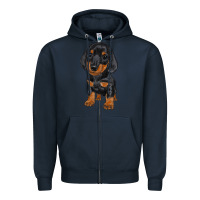 Navy dachshund puppy Zipper Hoodie - RanaPortraitStore