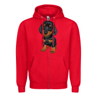 Red dachshund puppy Zipper Hoodie - RanaPortraitStore