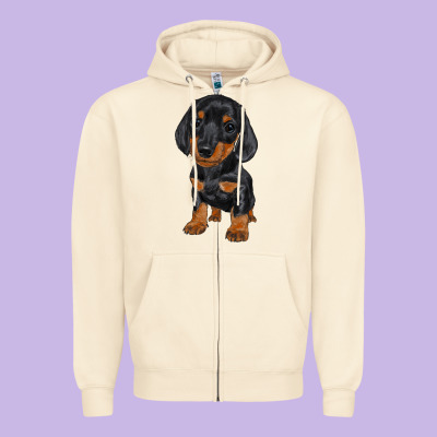 Dachshund Puppy Zipper Hoodie Designed By Ranaportraitstore