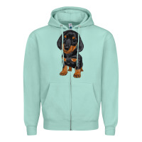 Seafoam dachshund puppy Zipper Hoodie - RanaPortraitStore