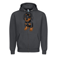 Smoke dachshund puppy Zipper Hoodie - RanaPortraitStore