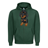 Sports Green dachshund puppy Zipper Hoodie - RanaPortraitStore