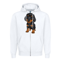 White dachshund puppy Zipper Hoodie - RanaPortraitStore