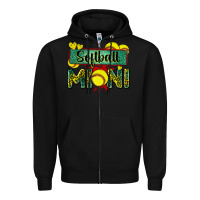 Black softball mini with leopard Zipper Hoodie - Zillion Design Studio
