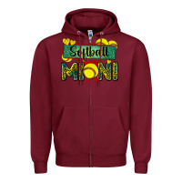 Burgundy softball mini with leopard Zipper Hoodie - Zillion Design Studio