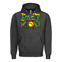 Charcoal Heather softball mini with leopard Zipper Hoodie - Zillion Design Studio