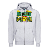 Heather Grey softball mini with leopard Zipper Hoodie - Zillion Design Studio