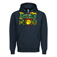 Navy softball mini with leopard Zipper Hoodie - Zillion Design Studio