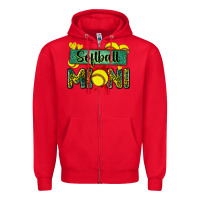 Red softball mini with leopard Zipper Hoodie - Zillion Design Studio
