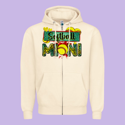 Softball Mini With Leopard Zipper Hoodie Designed By Zillion Design Studio