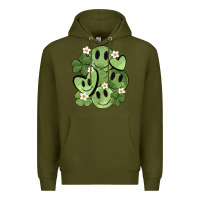 Army Green st. patrick's day green smile Premium Hoodie - MaliasSmallBusiness