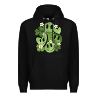 Black st. patrick's day green smile Premium Hoodie - MaliasSmallBusiness