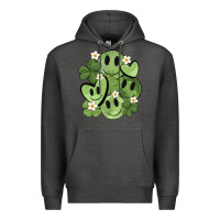 Charcoal Heather st. patrick's day green smile Premium Hoodie - MaliasSmallBusiness