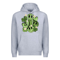 Heather Grey st. patrick's day green smile Premium Hoodie - MaliasSmallBusiness