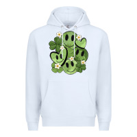White st. patrick's day green smile Premium Hoodie - MaliasSmallBusiness