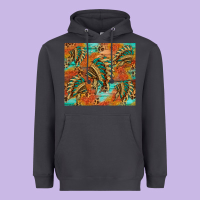 Indian Headdress Pattern Tumbler Heavyweight Hoodie Designed By Hra Design Shop
