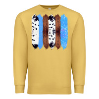 Antique Gold Western Farm Life Cowhide Wood Blue Glitter Brush Stroke Premium Sweatshirt - Bettercallsaul