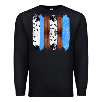 Black Western Farm Life Cowhide Wood Blue Glitter Brush Stroke Premium Sweatshirt - Bettercallsaul