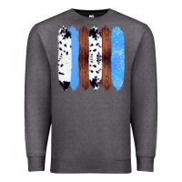 Charcoal Heather Western Farm Life Cowhide Wood Blue Glitter Brush Stroke Premium Sweatshirt - Bettercallsaul
