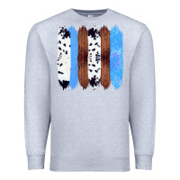Heather Grey Western Farm Life Cowhide Wood Blue Glitter Brush Stroke Premium Sweatshirt - Bettercallsaul
