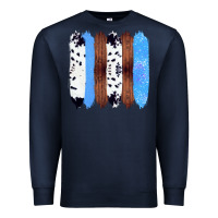 Navy Western Farm Life Cowhide Wood Blue Glitter Brush Stroke Premium Sweatshirt - Bettercallsaul