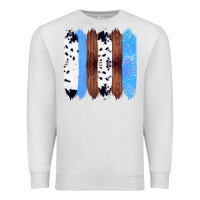 Oatmeal Heather Western Farm Life Cowhide Wood Blue Glitter Brush Stroke Premium Sweatshirt - Bettercallsaul