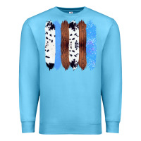 Ocean Blue Western Farm Life Cowhide Wood Blue Glitter Brush Stroke Premium Sweatshirt - Bettercallsaul