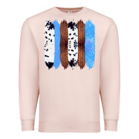 Pale Pink Western Farm Life Cowhide Wood Blue Glitter Brush Stroke Premium Sweatshirt - Bettercallsaul